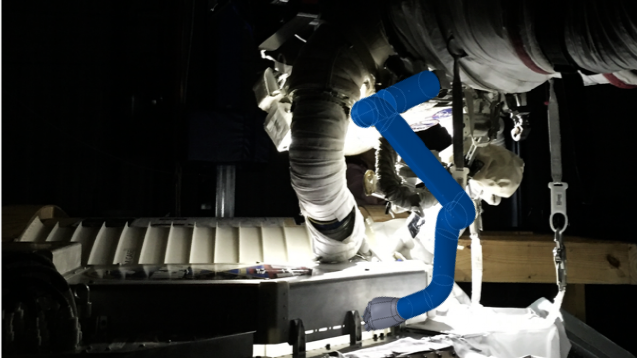 Supernumerary robots can give astronauts on the International Space Station an extra hand, making spacewalks safer and more efficient. Graphic courtesy of Sarah O'Meara. Supernumerary robots
