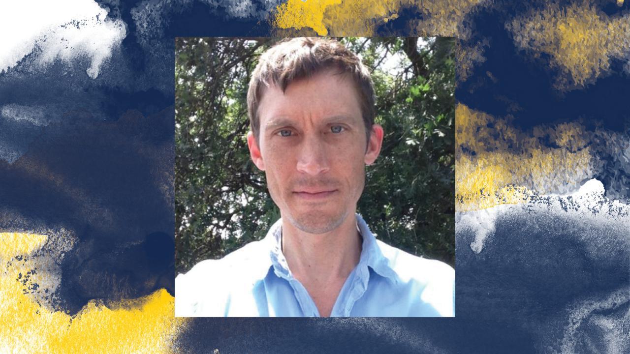 Lee Miller, PhD on color background