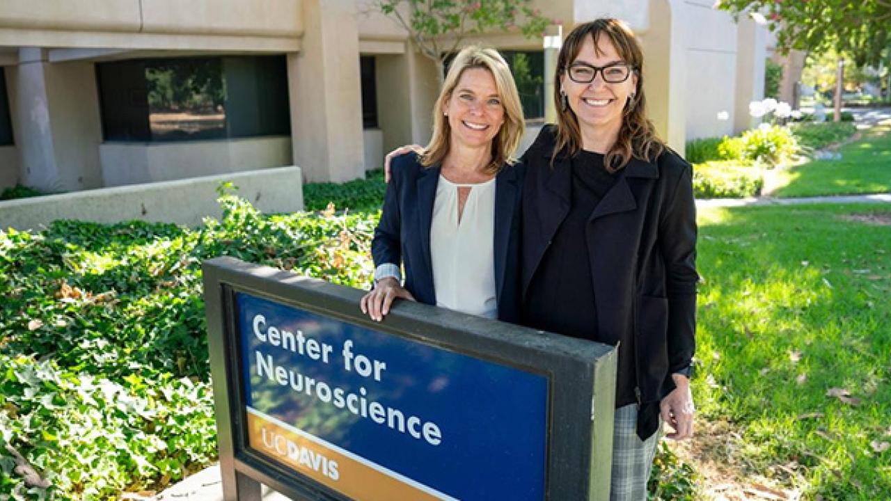 Kim McAllister (right) served for eight years as the Center for Neuroscience director, a position that is now filled by interim director Marie Burns (left). (Jenevieve Bohmann/UC Davis)